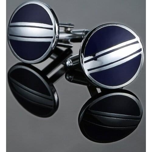 Mens fashion Cufflinks Blue Dress Shirt Cufflinks round French wedding accessories 1 double free shipping