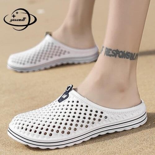 36-45 Mens Mules & Clogs Summer Sandals Slip-on Solid Color Couples Soft Bottom Beach Slippers Male Garden Shoes Hy13