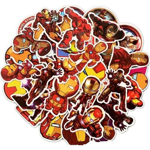 10/35Pcs Lot Cartoon Marvel Stickers iron Man The Avengers Waterproof Sticker Luggage Skateboard Guitar Laptop Stiker Kid Toy
