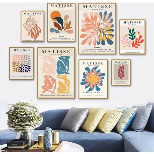 Matisse Color Leaf Abstract Curve Northern European Poster Canvas Printing Art Painting Living room wall Decoration Picture