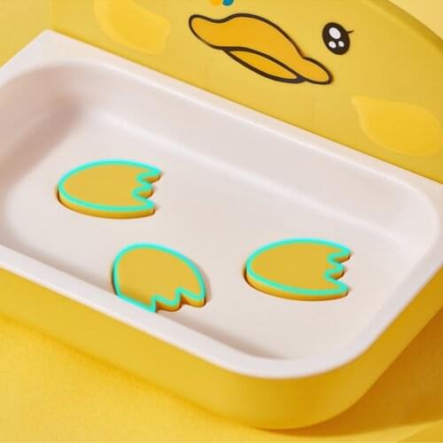 Wall-mounted Yellow Duck Soap Holder Double Layers with Detachable Slotted Punch-free Drain Soap Dishes for Bathroom TS2