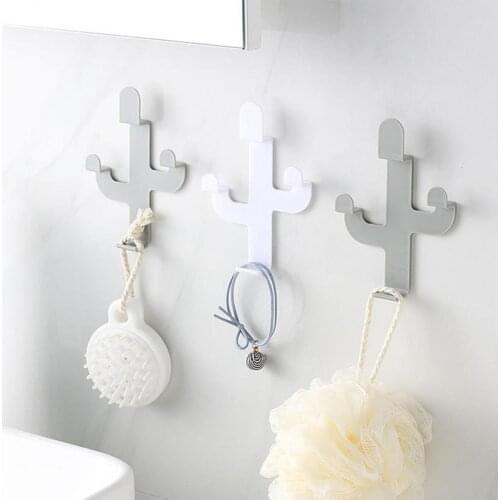 5Pcs/Set Cactus Wall Hook Traceless Punch Free PP Sundries Key Holder Sticky Hanger for Bedroom