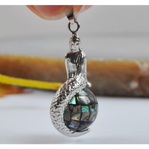 Natural New Zealand Abalone Shell Bead GEM Pendant Mermaid Jewelry S901