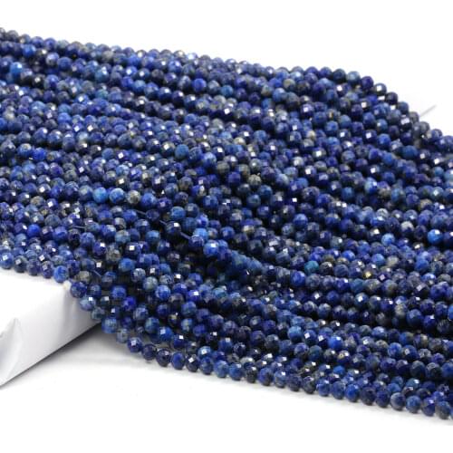 Small Natural Lapis Lazuli Beads Round 2 3 mm Faceted Stone Beads For Jewelry Making Necklace Bracelet DIY Accessories (38cm)