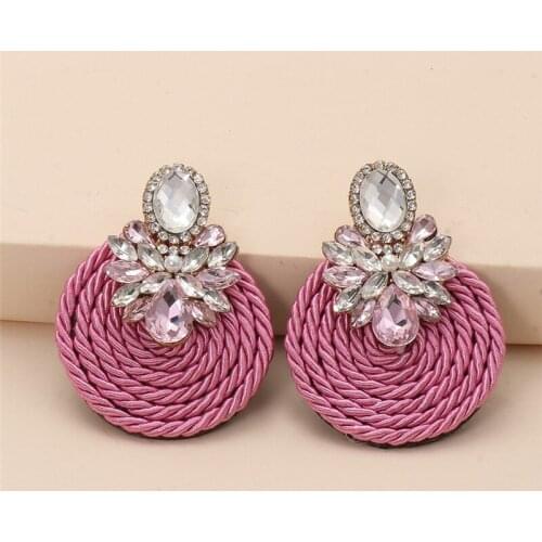 New Arrivals Colorful Crystal Handmade Round Earrings High Quality Statement Fashion Rhinestone Jewelry Accessories For Women