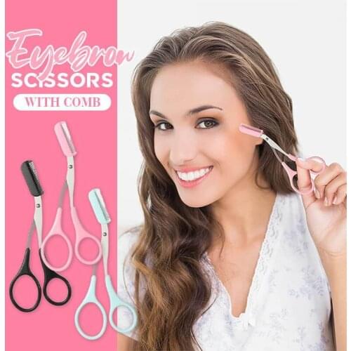 Eyebrow Scissors With Comb Facial Eyelash Hair Removal Grooming Shaping Eyebrow Shaver Cosmetic Makeup Accessories Dropshipping