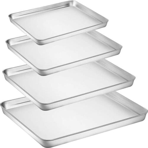 Stainless Steel Baking Tray Steamed Sausage Dish Rectangle Fruit Plate Bread Loaf Pans Cake Baking Pastry Storage Trays Bakeware
