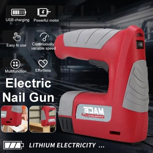 4.2V 600mAH USB Rechargeable Wireless Electric Nail Staple Nailer Portable Nail Stapler Tool