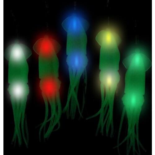 1pc 12cm/ 4.7" Saltwater Trolling Fishing Lure Deep Sea LED Squid Jig Light Soft Octopus Skirt Mahi Tuna Sails Wahoo Marlin