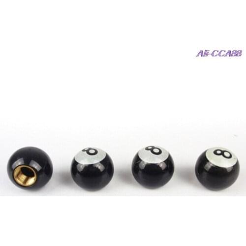 4pcs Ball Tire Valve Caps Universal uto Car Truck Mountain Bike Billiards Pool 8 Ball Tire Tyre Air Valve Stem Caps Wheel Rims