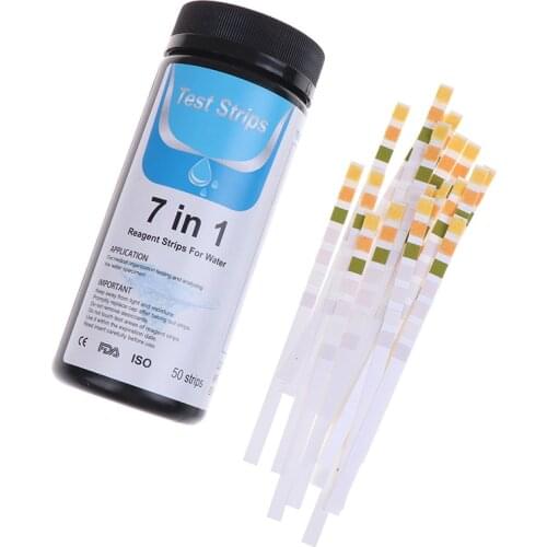 50pcs 7 In1 Aquarium Fish Tank Water Tropical Test Strips Kit Nitrite Nitrate PH Test Strips KH GH NO2 NO3 Bromine Chlorine Test