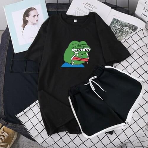 Foreign Trade Sports Suite Female Students 2020 Summer Shorts New Large Size Loose Short Sleeve Thin Fashion Two-Piece Set