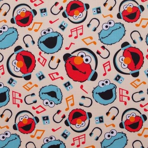 1 yard Polyester/PVC coated Waterproof Fabric for bag,- Cartoon and Music Note on Yellow background (width=140cm)