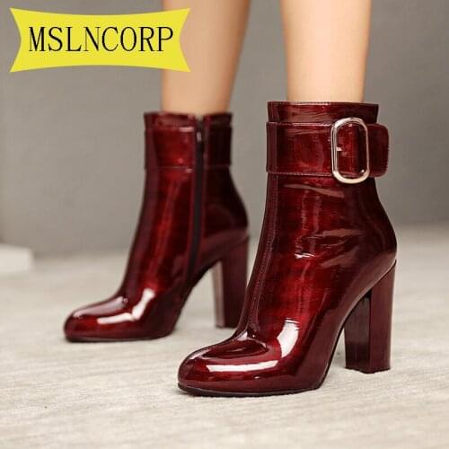 Plus Size 34-43 Fashion Ankle Boots New Ladies Best Quality of The Platform Stiletto Boots Rounded-head Deep Mouth Single Shoes