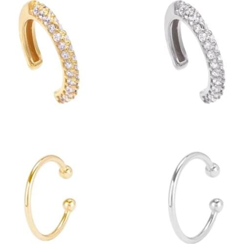 100% 925 Sterling Silver mini Ear Cuff Clip On Earrings For Women Girl Without Piercing Earings Jewelry with gold and silver A30