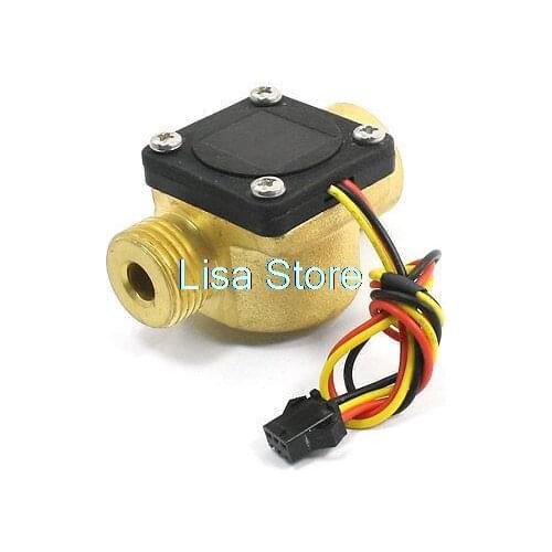 1-70L/Min DC 12V Brass Housing Water Flow Rate Sensor Counter Gauge