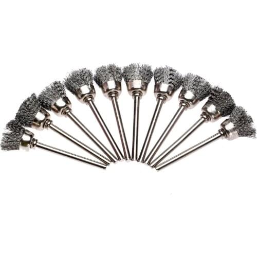 10pcs 15MM Steel Wire Cup Brush Buffing Polishing Rotary Brushes for Dremel Rotary Tool Cleaning For Mini Drill Burr Deburring