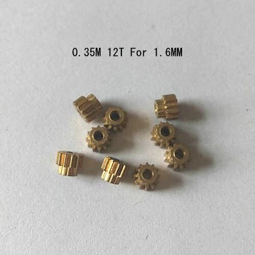 Metal reduction copper gear 0.35M 12T For 1.6MM , 0.35 modulus 12 teeth bore diameter 1.6MM , outer diameter 4.9mm