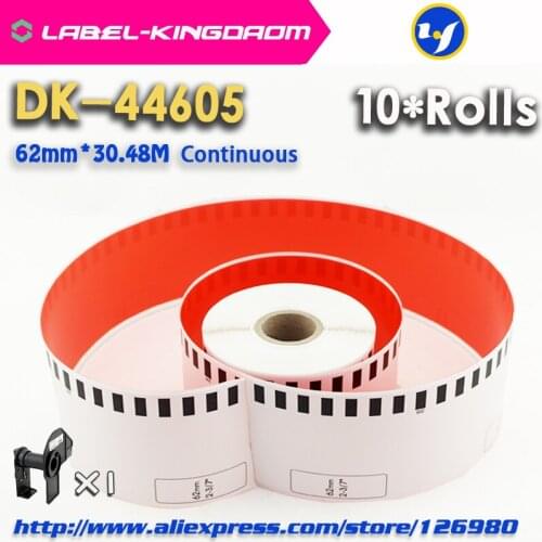 10 Compatible DK-44605 Refill Rolls Red Label 62mm*30.48M Continuous Compatible for Brother QL-700 Printer DK44605 DK-4605