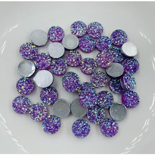 100pcs AB Resin 8mm Cabochon Ore Round Flatback Rhinestone Wedding DIY Rhinestone Buttons E40