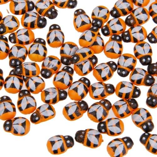 100pcs Wooden Bees Insects Flatback Button Embellishments for Scrapbooking