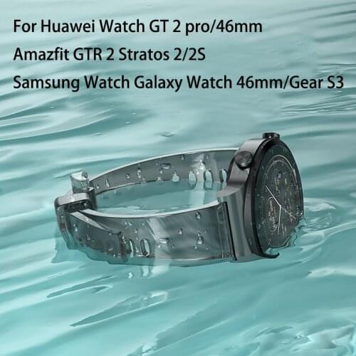 22mm Silicone Watch Band for Huawei Watch GT2 pro Transparent See Light Change Color Strap Bracelet for Samsung Watch Galaxy 46m