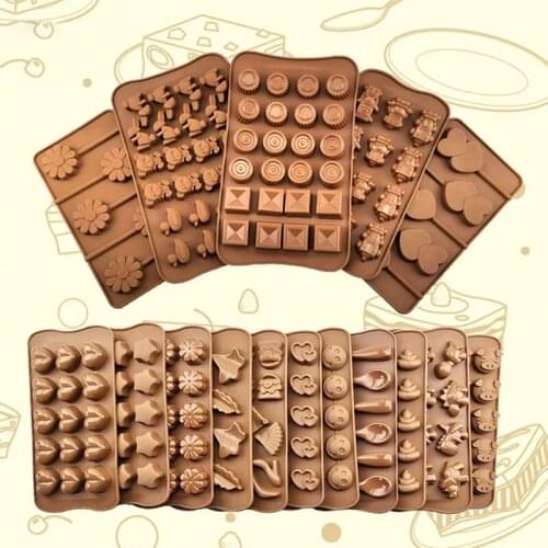 3D Shapes Cute Chocolate Mold Non-Stick Silicone Baking Mold for Fondant Candy Jelly Cake Cupcake Decorations Mould Cake Mold