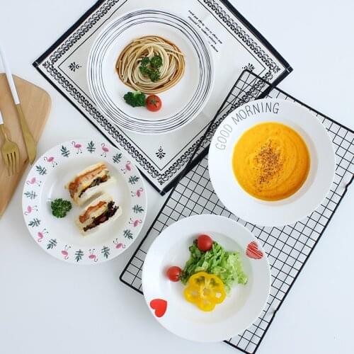 4 Nordic tableware alphabet breakfast Western plate pasta plate household dish soup plate deep straw hat dish dish dish plates