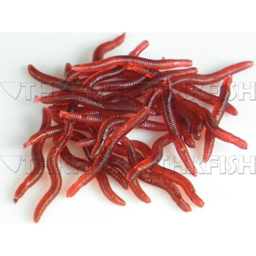 80pcs Earthworm Red Worms Soft Fishing Lure Baits