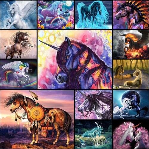 Diamond painting 5d full square Cross stitch Horse unicorn color animal fantasy landscape embroidery Mosaic home decor Paintings