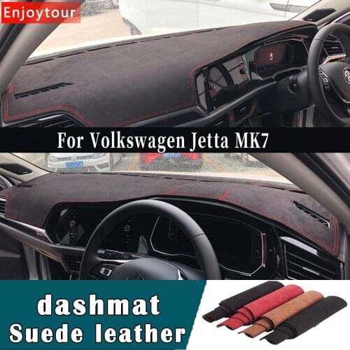 Car-styling Suede Leather Dashmat Dashboard Cover Pad Dash Mat Carpet For Volkswagen VW jetta A7 GTI 2019 2020 2021RHD