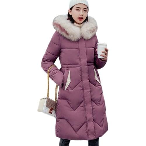 Big fur Winter Jacket Thickened Parka Women Slim Long Winter Coat Down Cotton Jacket Ladies Parka Plus Size Women Clothing AA942