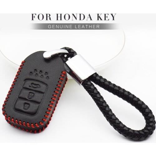 For Honda Civic 4d City Accord 2018 CRV HRV JAZZ Pilot Stream Genuine Leather Car Smart Key Case Cover Keychain Shell 2 3 Button