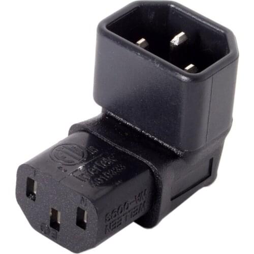 CY IEC Male C14 to Up Direction Right Angled 90 Degree IEC Female C13 Power Extension Adapter