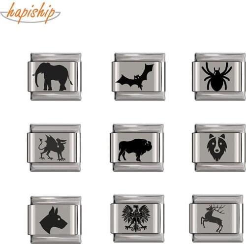 Hapiship 2021 Original Daisy Fashion Dog Deer Bat Spider Italian Charm Fit 9mm Bracelet Stainless Steel Jewelry Making DJTop71