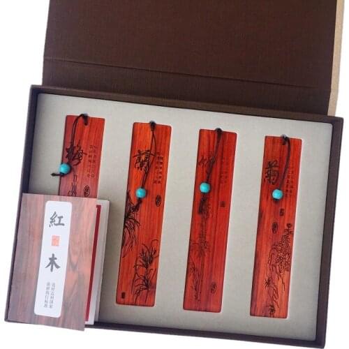 Mahogany Chinese style ancient style creative gift retro classic literature tassel bookmark foreign affairs