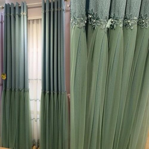 Lace Curtain Yarn Bedroom Princess Style Korean Lace Living Room Net Red Ins Vibrato Shading Small Fresh Green