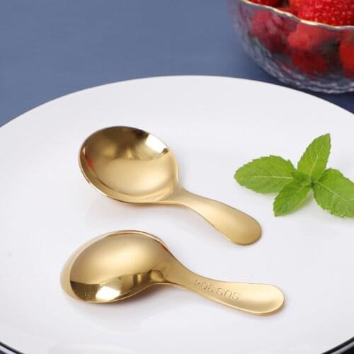 Stainless Steel Spoons Cute Ice Cream Spoon Short Handle Salt Spice Condiment Spoon Metal Kitchen Spoon Coffee Tea Scoop