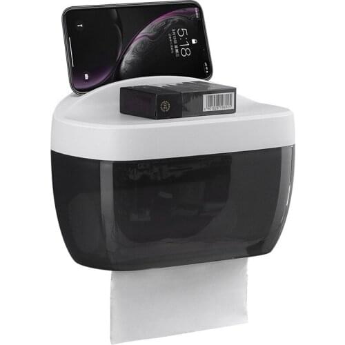 Multifunctional Waterproof Toilet Plastic Tissue Box Wall Hanging Bathroom Toilet Roll Tray Free Punch Round Tray Paper Holder