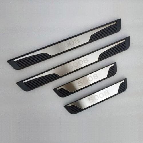 For Peugeot 5008 Suv Gt 2017 2018 2019 Plastic Metal Door Sill Scuff Plate Plates Trim Car Accessories 4 Pcs