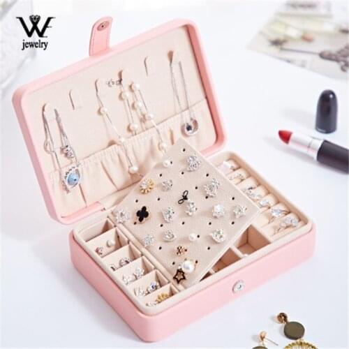 WE New Portable PU Leather Jewelry Box Travel Jewelry Organizer Multifunction Necklace Earring Ring Storage Box Women Gifts