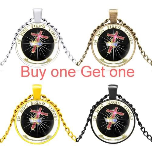 New Arrival Templar Order Cross Design Bronze Glass Dome Necklace Men Women Pendant Jewelry Accessories Gift