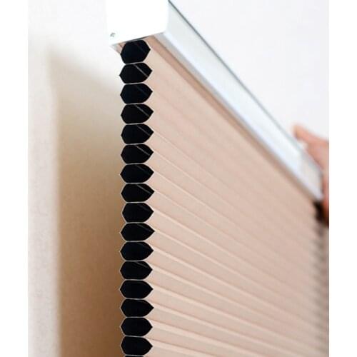 Window Blinds Bead Rope Plain Blackout Fabric Shading Honeycomb Blinds Curtain Aluminum Up And Down Track Pull Bead Control