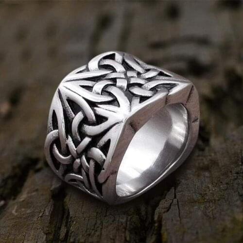 Punk Rock Freeshipping Lucky Knot Stainless Steel Viking Ring Retro Norse Amulet Jewelry Dropshipping Gift For Man OSR630