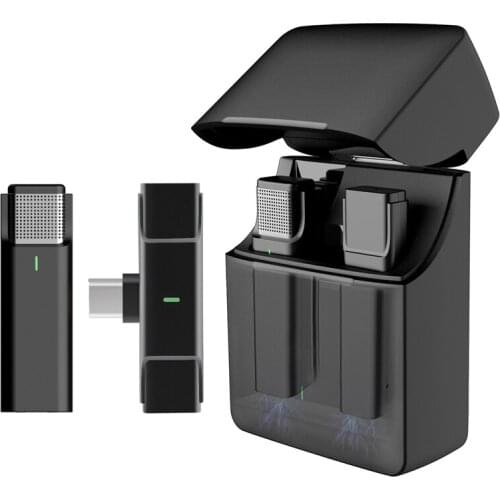 80KHz Wireless Lavalier Mic & Charging Case Type-C Receiver Plug＆Play for Camera SmartPhone Vlog Facebook Youtube Live Stream