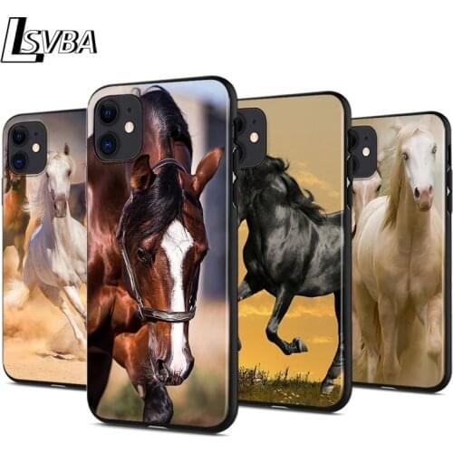 Running Horse Animal Anti-fall Silicone Phone Case For iPhone 11 Pro XS Max X XR 6S 6 7 8 Plus 5S Soft Black Cover Capa