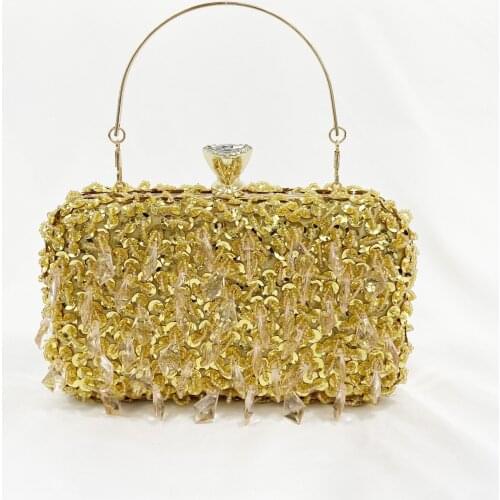 2021 Luxury Chic Sequin Bead Crystal Clutch Bags for Women Party Purse Bridal Handbags Ladies Evening Bags Chain Shoulder Bags