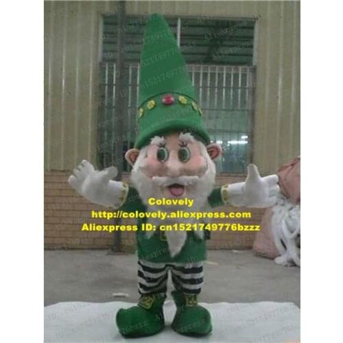 Kind Green Father Christmas Santa Claus Kriss Kringle Santa Klause Mascot Costume Green Cone Hat Yellow Diamond No.6017 FS