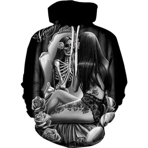 Skull Beauty Rose 3D print Hoodie Fashion pullover Women/Men Anime 3d black Hoodies Casual Sweatshirts Harajuku jackets Coats
