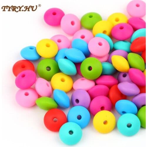 TYRY.HU 200pcs/lot Lentil Beads Baby Teether Silicone Teething beads for Necklace DIY Pacifier Chain BPA Free Silicone Beads